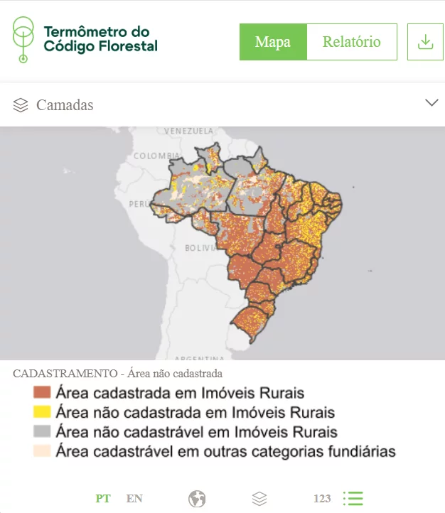 Nova versão de plataforma digital mostra dados de implementação do Código Florestal no país